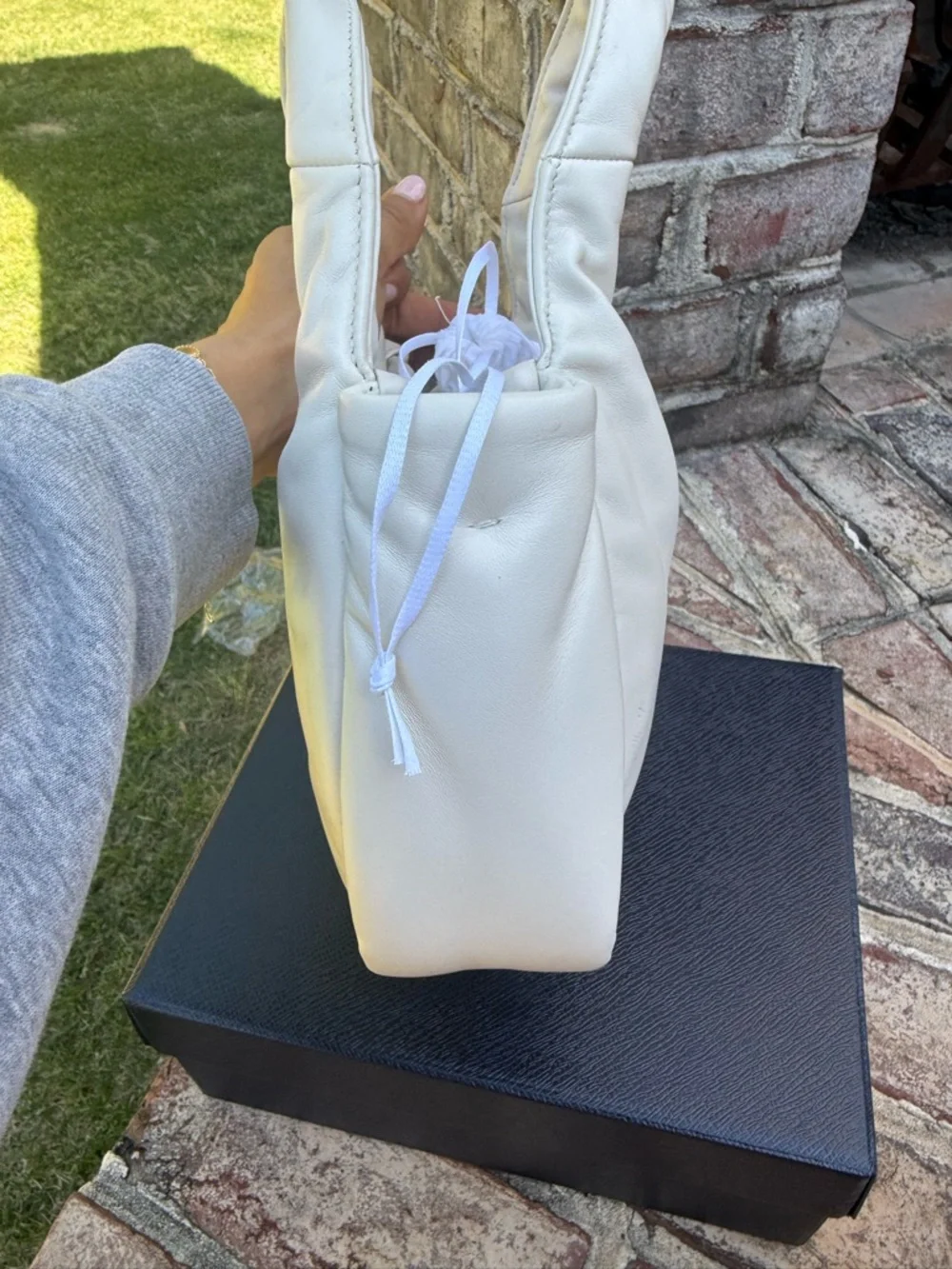 Prada Cream Mini Soft Padded Tote - Picture 6 of 11
